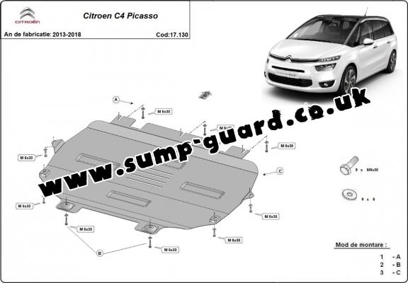 Steel sump guard for Citroen C4 Picasso
