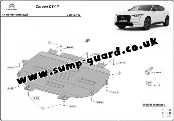 Steel sump guard for Citroen DS 4 II