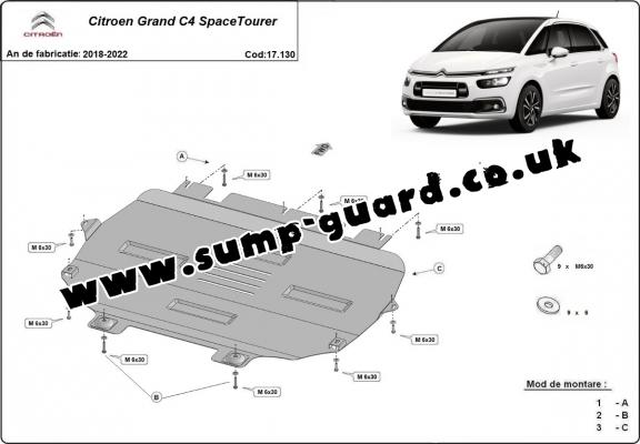 Steel sump guard for Citroen Grand C4 SpaceTourer