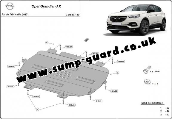 Steel sump guard for Vauxhall Grandland X