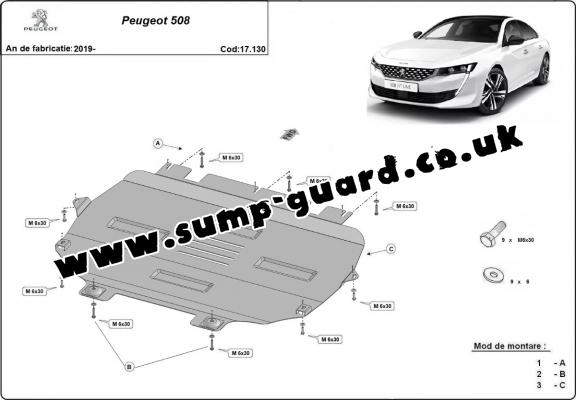 Steel sump guard for Peugeot 508