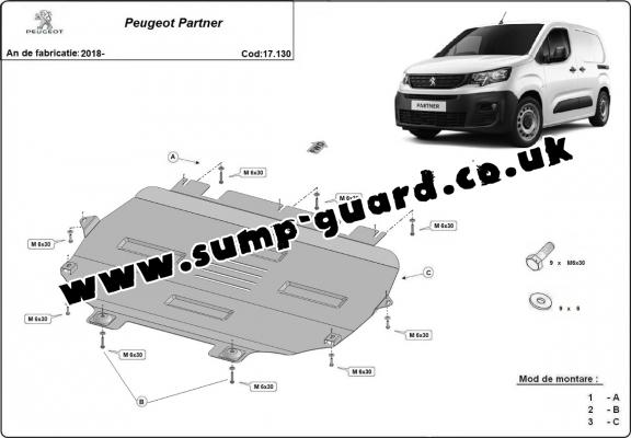 Steel sump guard for Peugeot Partner