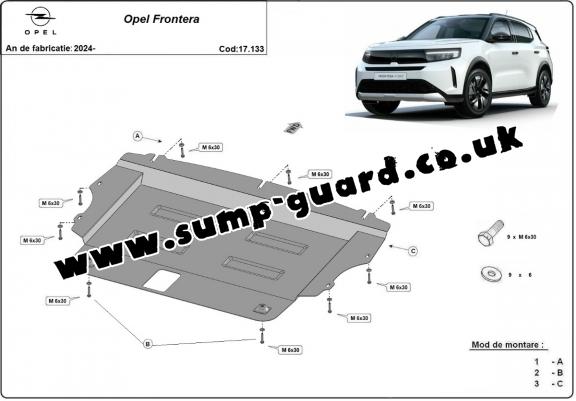 Steel sump guard for Vauxhall Frontera