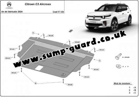 Steel sump guard for Citroen C3 Aircross
