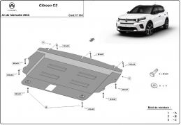 Steel sump guard for Citroen C3
