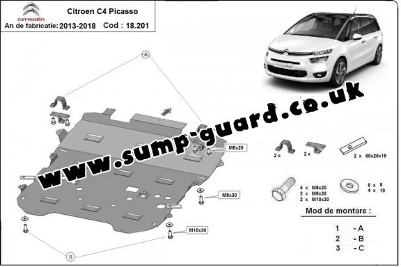 Steel sump guard for Citroen C4 Picasso