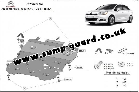 Steel sump guard for Citroen c4