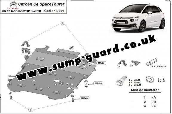 Steel sump guard for Citroen Grand C4 SpaceTourer