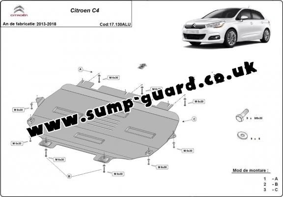 Aluminium  sump guard for Citroen C4