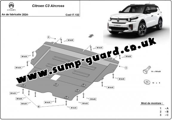Steel sump guard for Citroen C3 Aircross