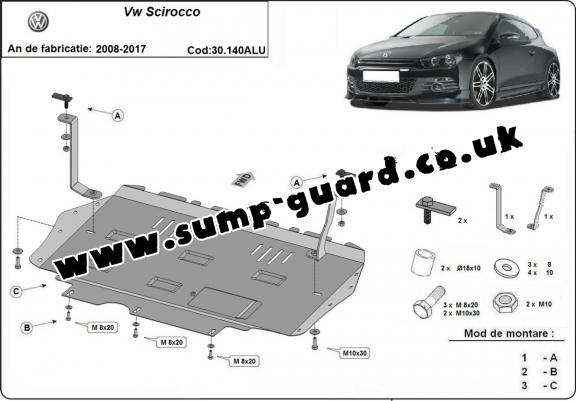 Aluminium  sump guard for Volkswagen Scirocco