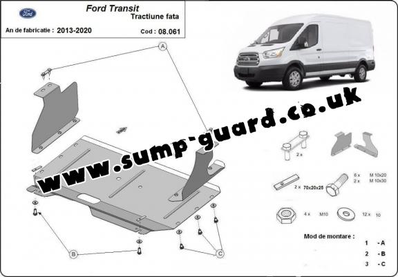 Steel sump guard for Ford Transit - FWD