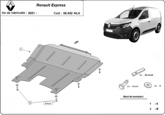 Aluminum sump guard for Renault Express