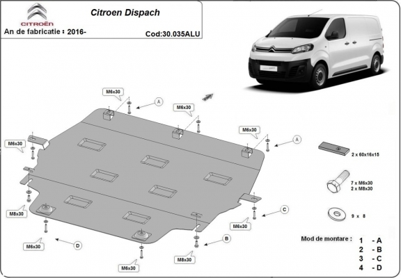 Aluminium  sump guard for Citroen Dispach