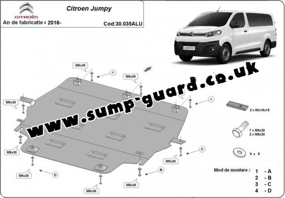 Aluminium sump guard for Citroen Jumpy