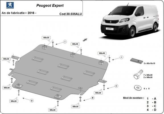 Aluminium  sump guard for Peugeot Expert