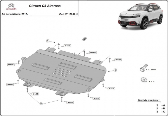 Aluminium  sump guard for Citroen C5 Aircross