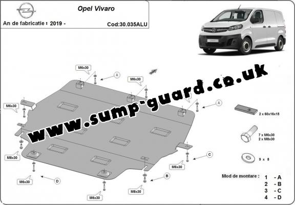 Aluminium  sump guard for Vauxhall Vivaro