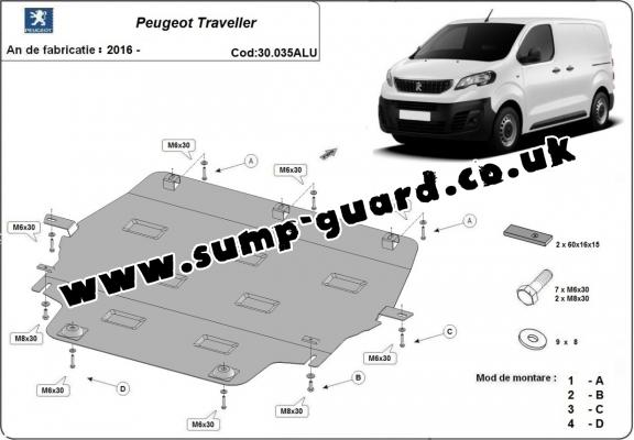 Aluminium  sump guard for Peugeot Traveller