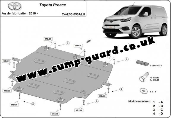 Aluminium  sump guard for Toyota Proace