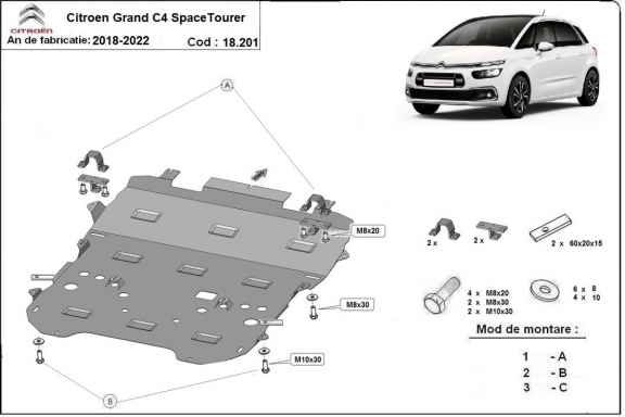 Steel sump guard for Citroen Grand C4 SpaceTourer