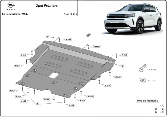 Steel sump guard for Vauxhall Frontera