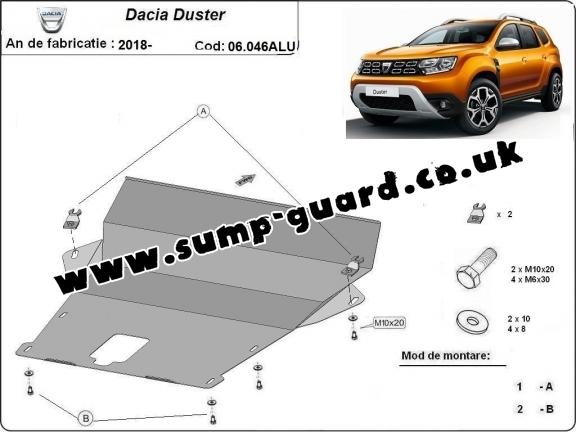 Aluminum sump guard for Dacia Duster