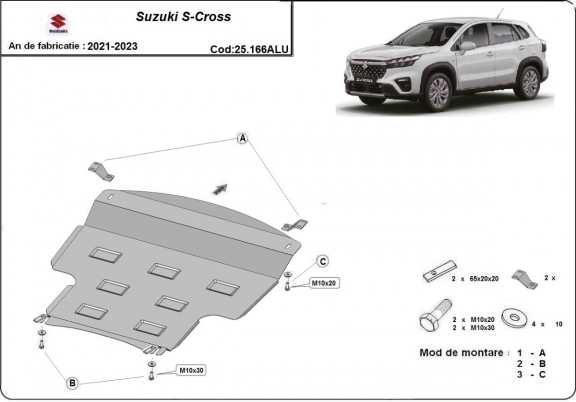 Aluminum sump guard for Suzuki SX4  - S Cross