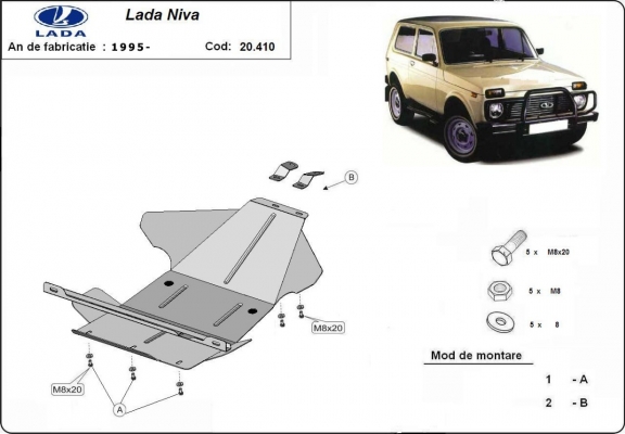 Steel sump guard for Lada Niva