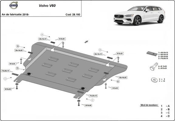 Steel sump guard for Volvo  V60