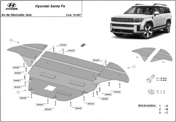 Steel sump guard for Hyundai Santa Fe