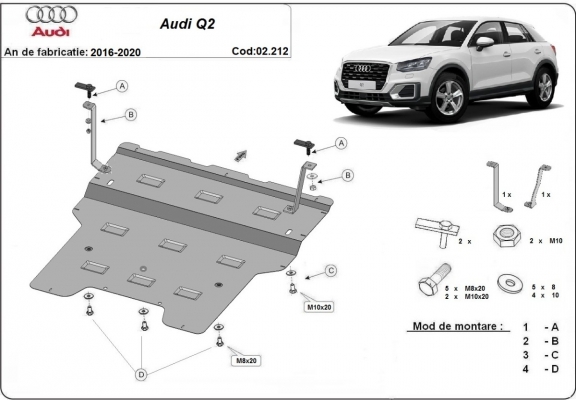 Steel sump guard for Audi Q2