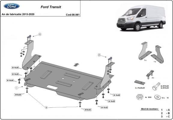 Steel sump guard for Ford Transit - FWD