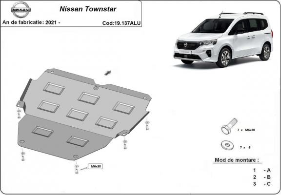 Aluminum sump guard for Nissan Townstar