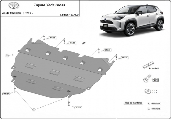 Aluminum sump guard for Toyota Yaris Cross