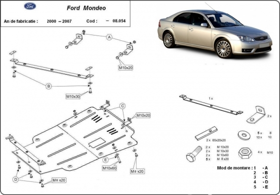 Steel sump guard for Ford Mondeo 3