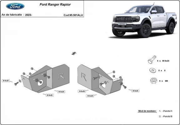 Aluminium rear trailing arm sensor guard Ford Ranger Raptor