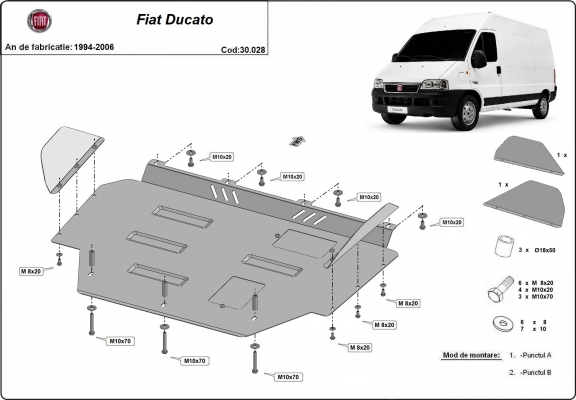 Steel sump guard for Fiat Ducato