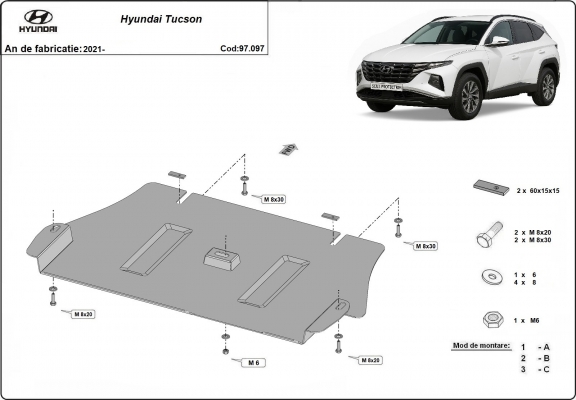 Steel sump guard for Hyundai Tucson
