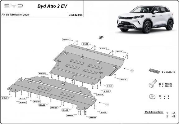 Steel sump guard for BYD Atto 2
