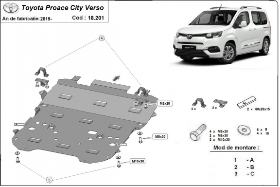 Steel sump guard for Toyota Proace