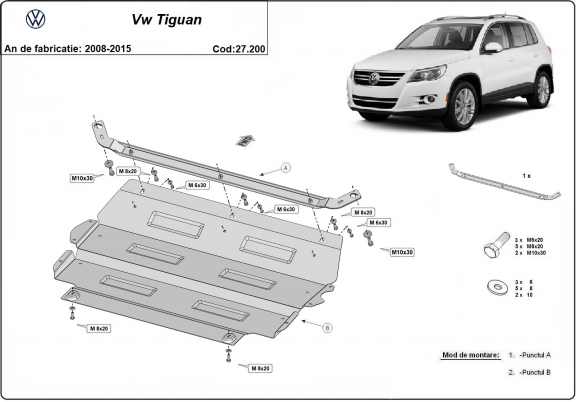 Steel sump guard for VW Tiguan