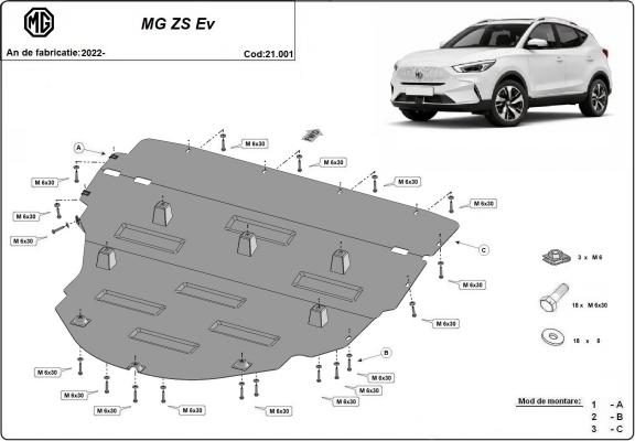 Steel sump guard for MG ZS EV