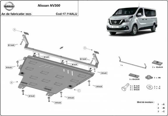 Aluminium  sump guard for Nissan NV300