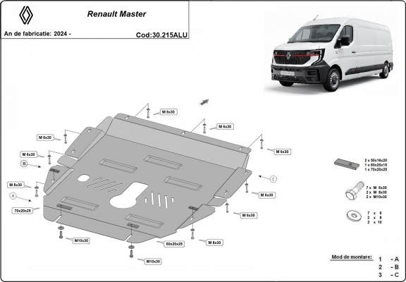 Aluminium  sump guard for Renault Master