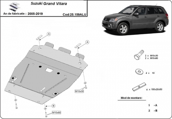 Aluminum sump guard for Suzuki Grand Vitara 2