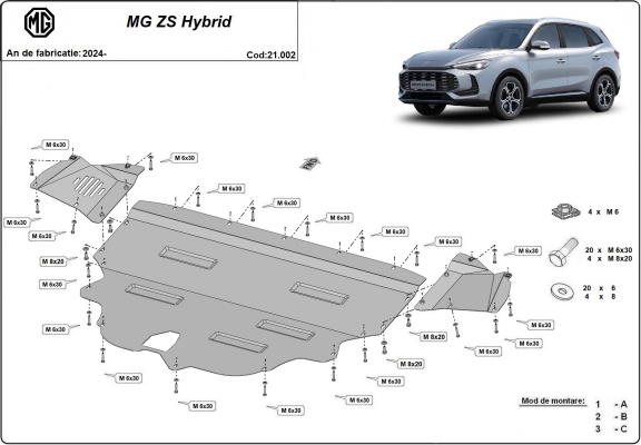 Steel sump guard for MG ZS
