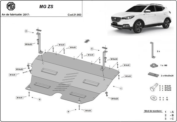 Steel sump guard for MG ZS
