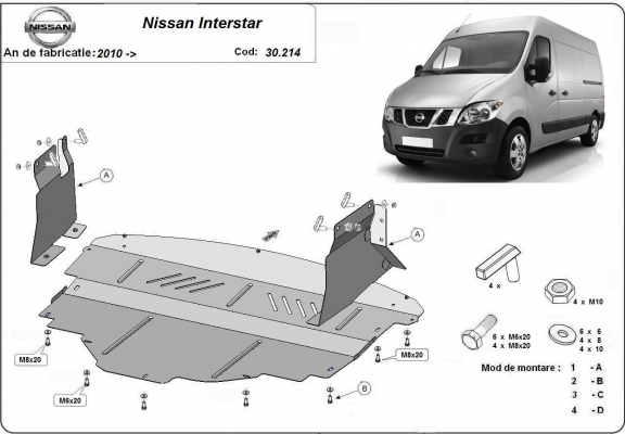 Steel sump guard for Nissan Interstar