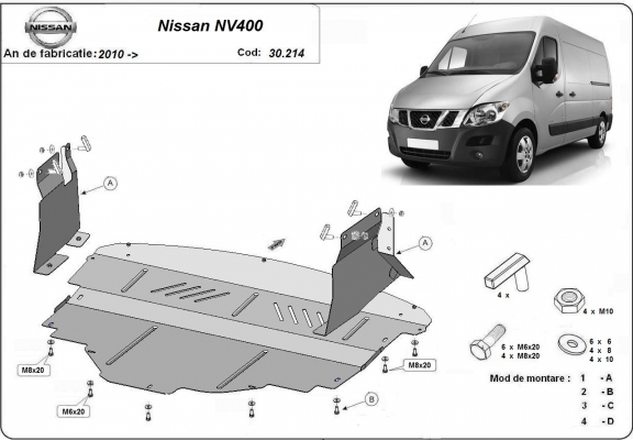 Steel sump guard for Nissan NV400